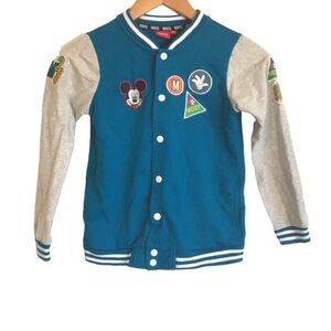 DISNEY Mickey Mouse Varsity Jacket For Kids teal gray size 12